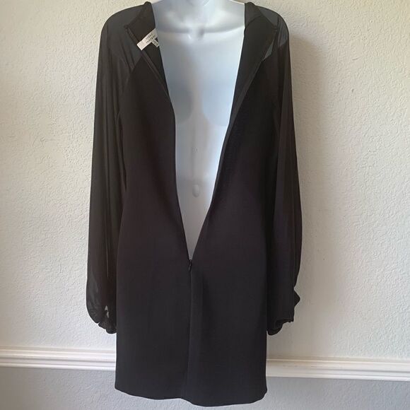 ROBERT RODRIGUEZ BLACK LOW V SHEER SLEEVE DRESS - Picture 7 of 7